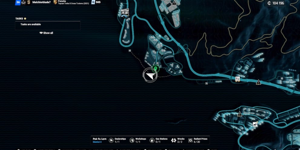 map showing wreck location in pok-fu district