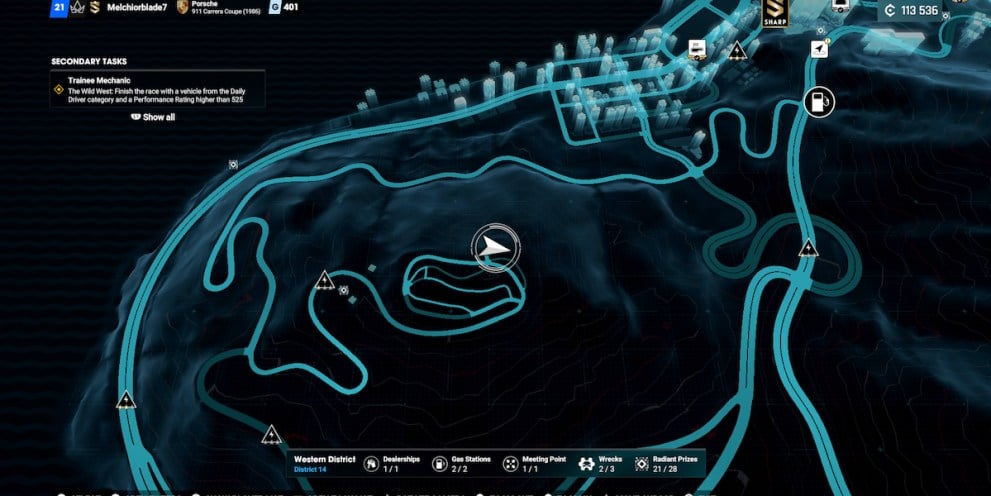 map showing classic wreck in western district