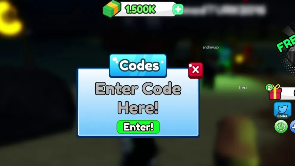 The menu to redeem Drone Simulator codes