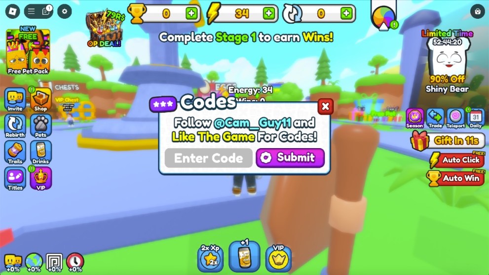 The code redemption screen in Energy Drink Simulator.