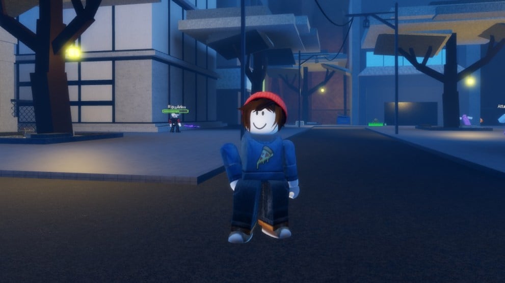 Roblox character in a town