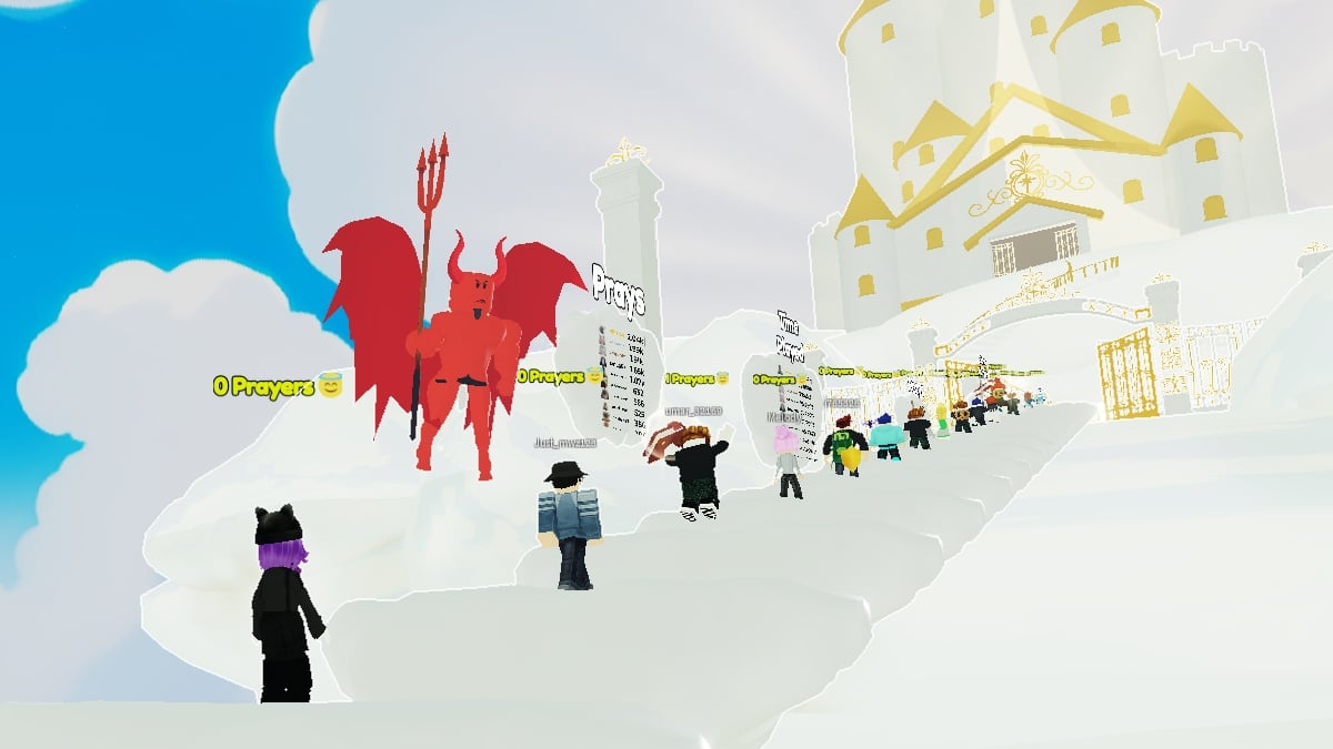 Line to Heaven in game screenshot clouds, heaven's door and devil codes