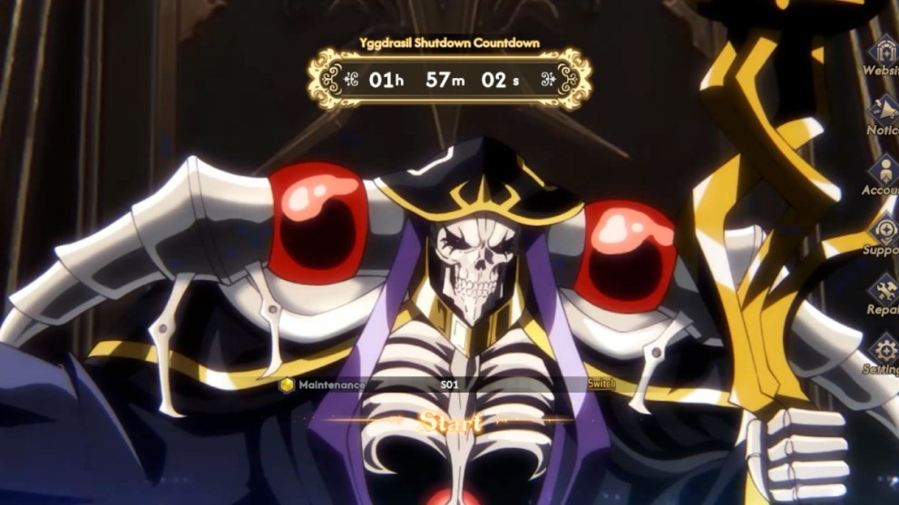 The main menu in Lord of Nazarick.