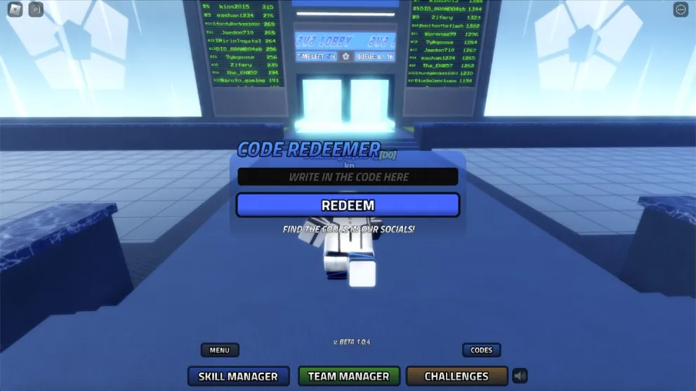 The code redemption screen in Vision.