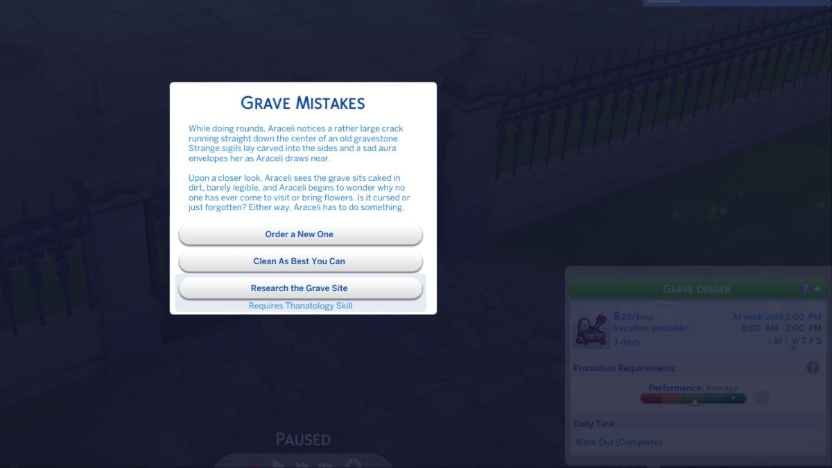 sims 4 life and death career choice - work problem