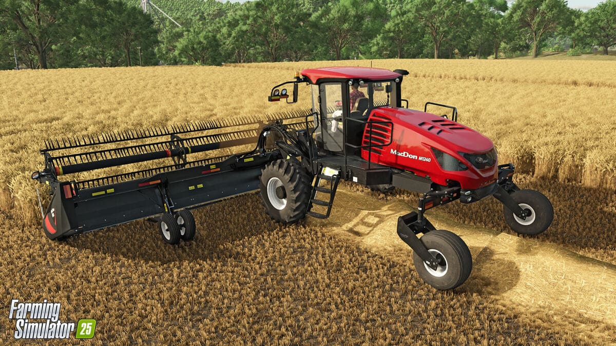 Harvester gathering crops in Farming Simulator 25