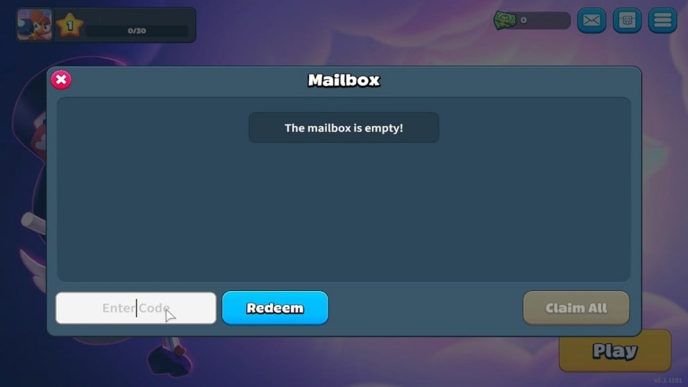 Mailbox screen in Bloons Card Storm