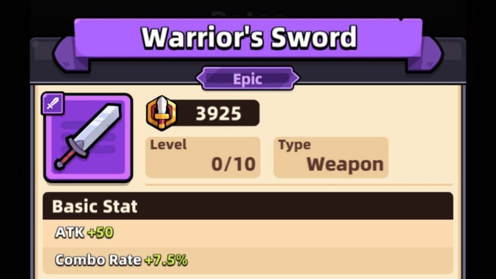 Warrior's Sword weapon in Capybara Go