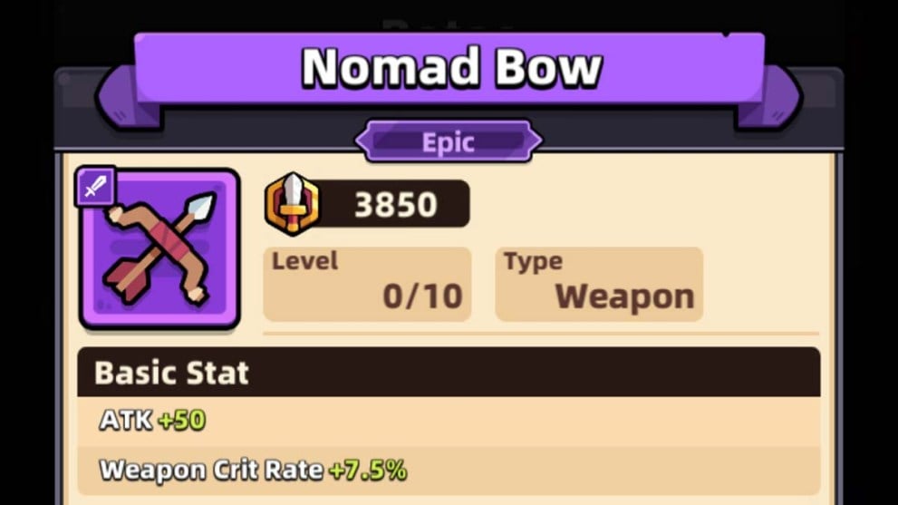 Nomad Bow weapon in Capybara Go