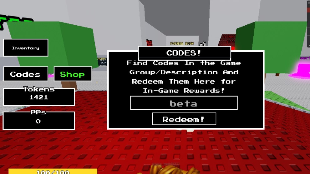 Redeem carl boss fight code beta in the game codes menu