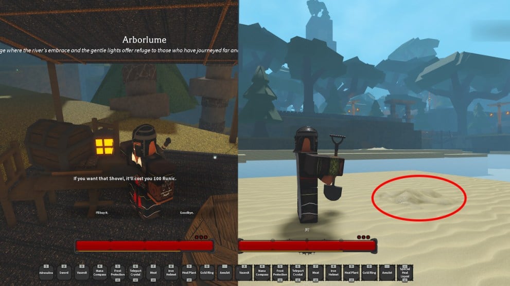 shovel digging guide in hollowed roblox