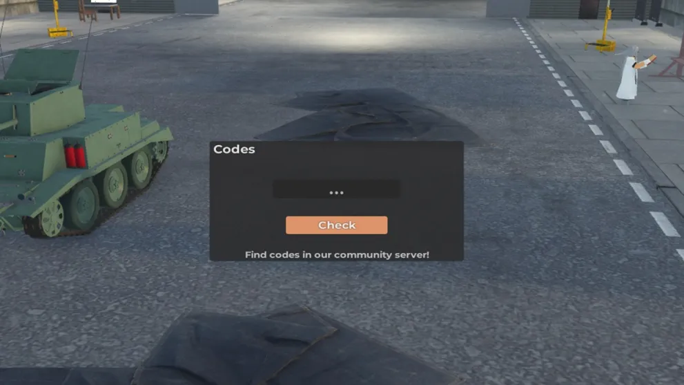 Codes textbox in Cursed Tank Simulator