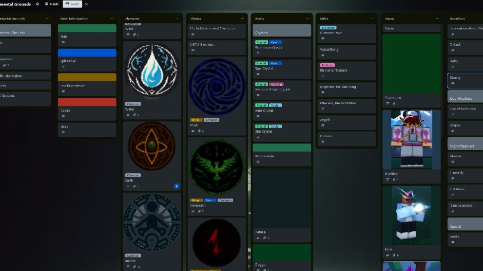 Elemental Grounds official trello board