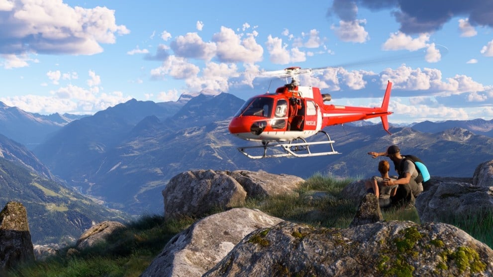 Helicopter on a mountain