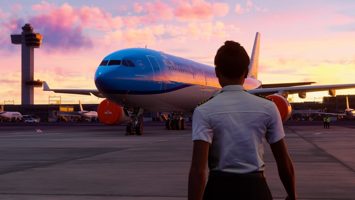 How to Fix Microsoft Flight Simulator 2024 Login Queue Not Moving - pilot walking towards plane at sunset