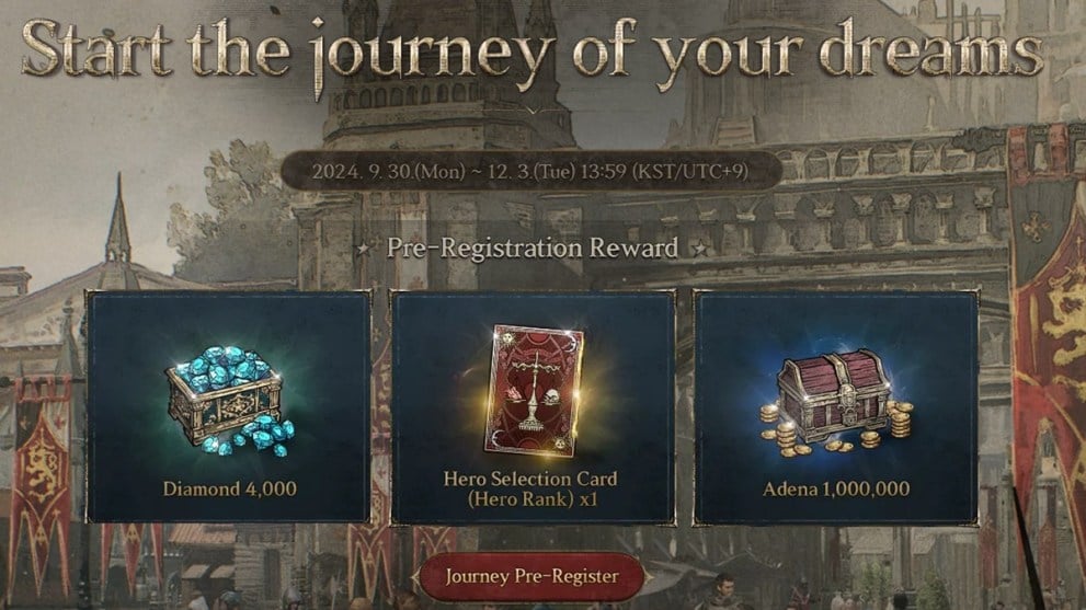 Pre-registration rewards in Joruney of Monarch