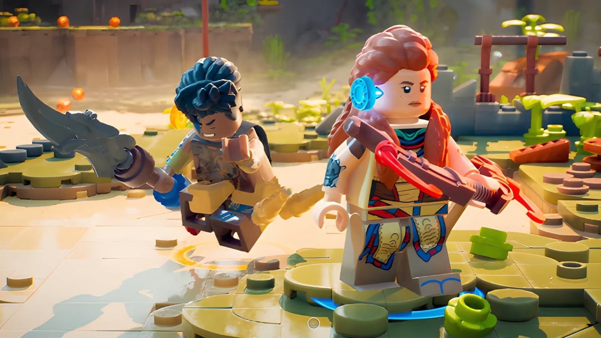 Lego Horizon Adventures Aloy and character standing together upgrades path