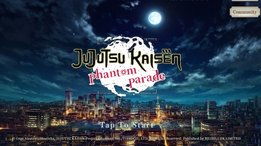 Jujutsu Kaisen Phantom Parade login screen to change account and reroll