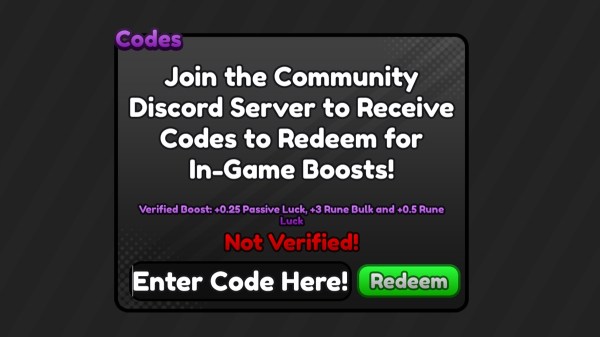 Rune Gui Codes [x2 Luck + Mystery] (2024-11-08) - Twinfinite