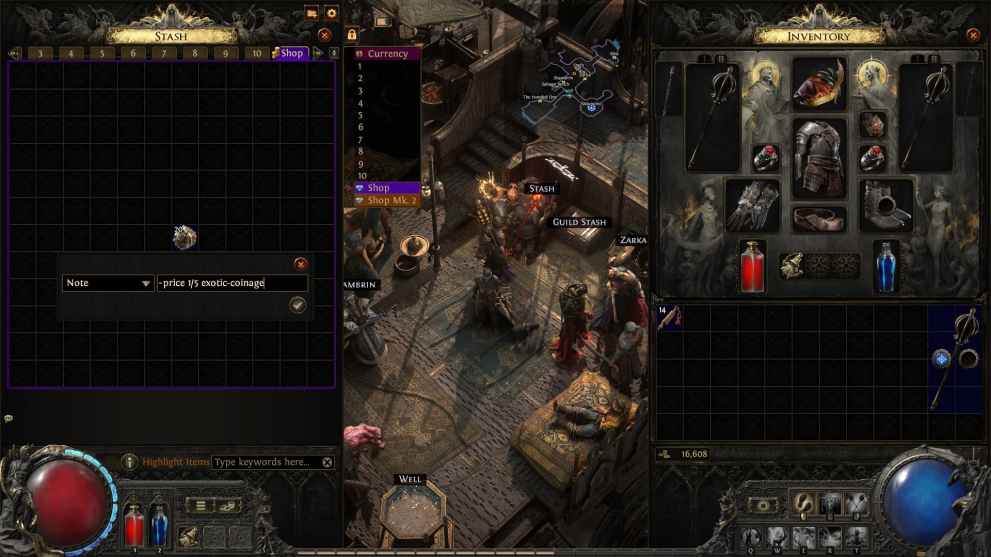 Preview of a buy order in Path of Exile 2