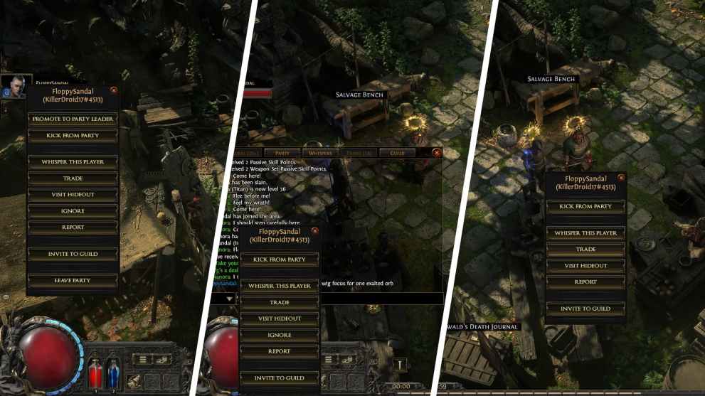 Preview of ways you can initiate a trade in Path of Exile 2