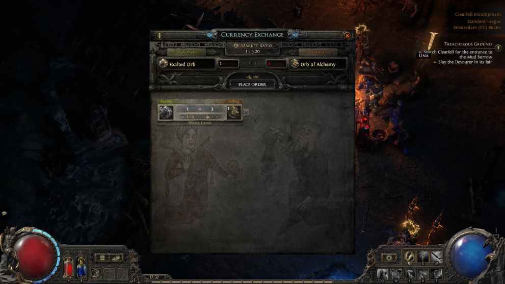 Preview of Currency Exchange window in Path of Exile 2