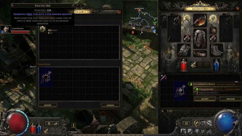 Preview of the trade window in Path of Exile 2