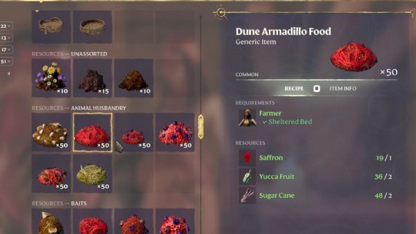enshrouded dune armadillo food