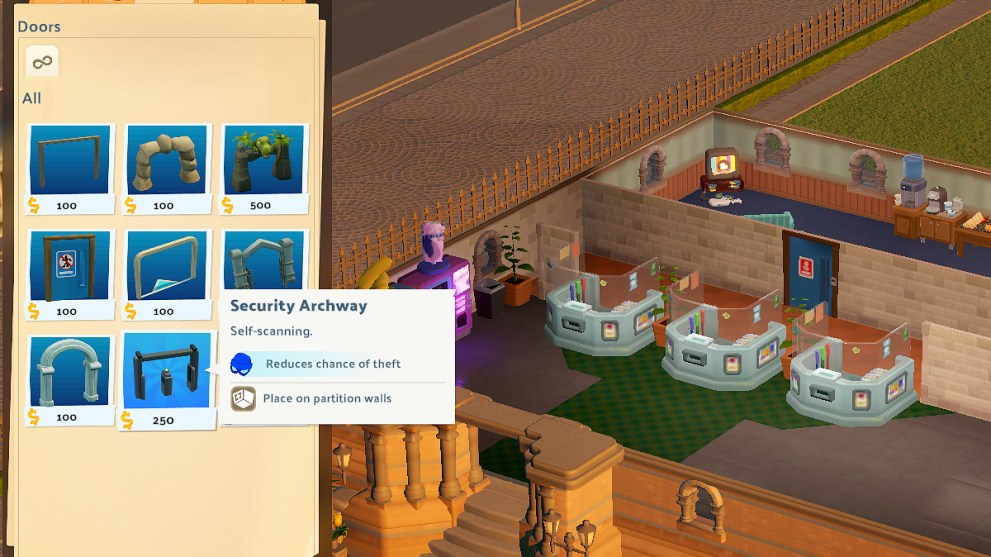 In game screenshot of the security archway in the customization menu