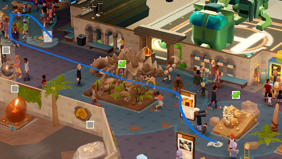 Showing a route planner in Two Point Museum.