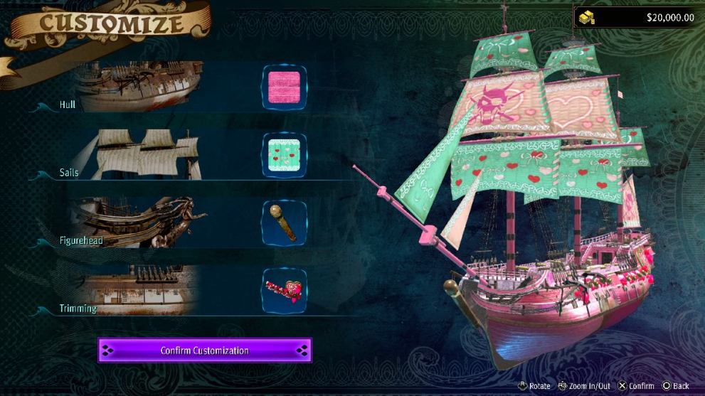 Ship customization options in Like a Dragon Pirate Yakuza in Hawaii