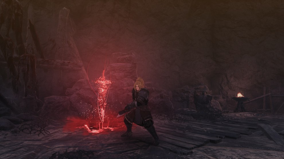 khazan standing next to a blade nexus holding a greatsword