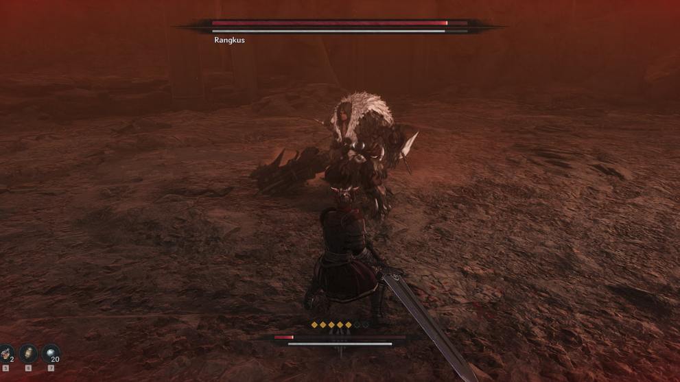 Khazan facing Rangkus during a boss fight