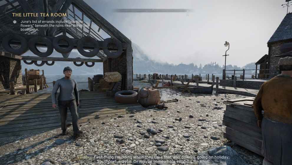 A character talking about going on holiday to Southport or Rhyl in Atomfall