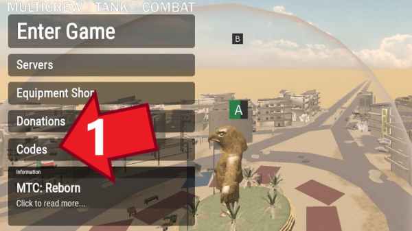 Multicrew Tank Combat Codes button in the main menu