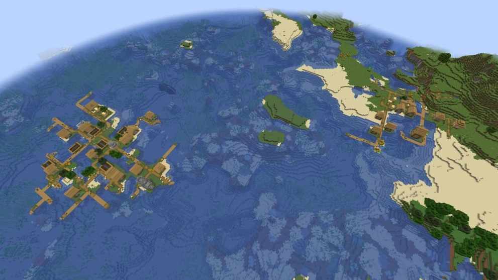 Two island villages in Minecraft Chase the Skies update