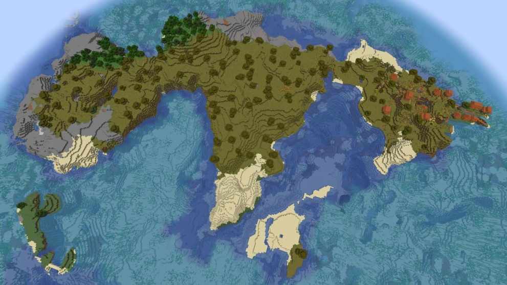 Giant island village in Minecraft Chase the Skies update