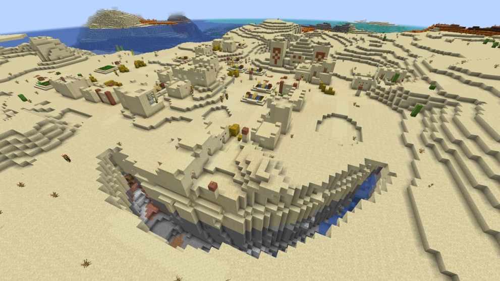 Desert village and temple in Minecraft Chase the Skies update