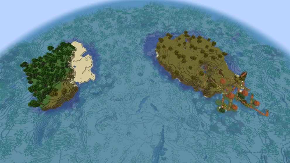 Two small islands in Minecraft Chase the Skies update