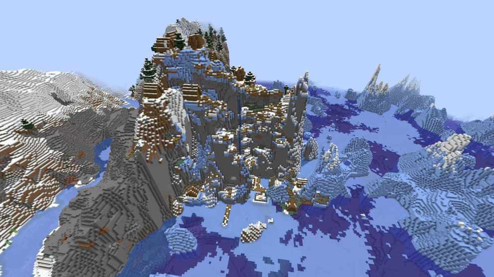 Ice rock village in Minecraft Chase the Skies update