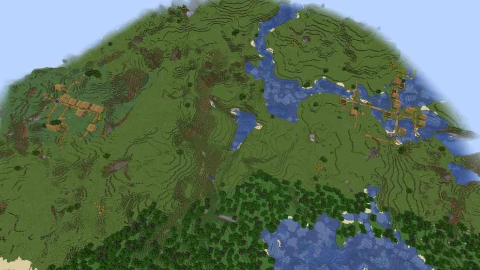 Double village in Minecraft Chase the Skies update
