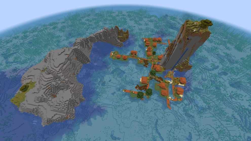 Acacia island village in Minecraft Chase the Skies update