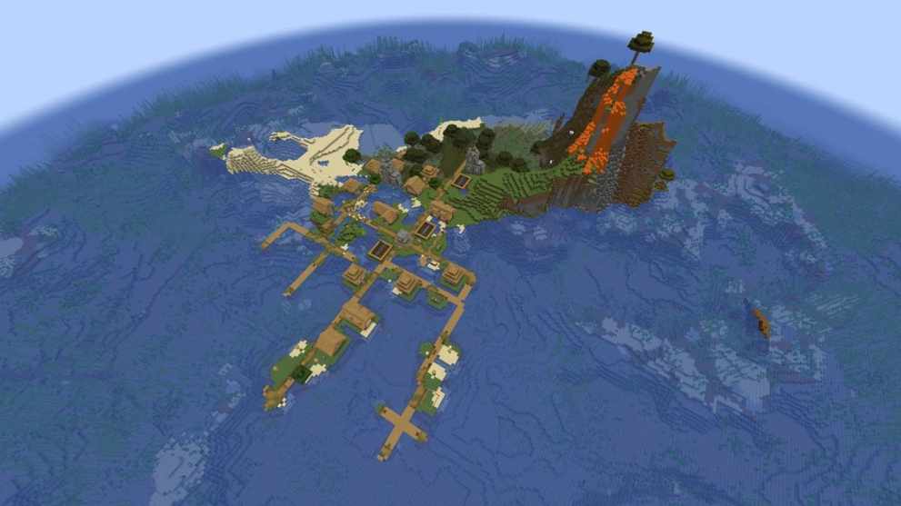 Volcano island in Minecraft Chase the Skies update