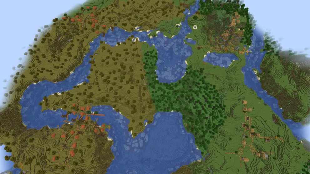 Four villages in Minecraft Chase the Skies update