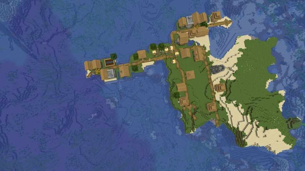 Island village with two blacksmiths in Minecraft Chase the Skies update