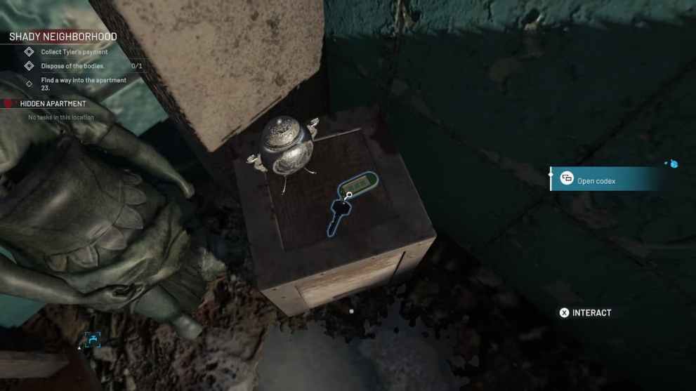 a key on a table in a dirty room