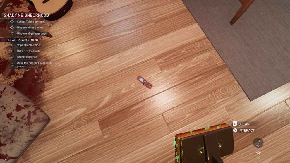 mopping the floor and finding evidence