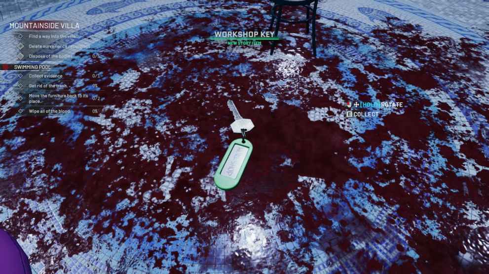 a key in a bloody pool