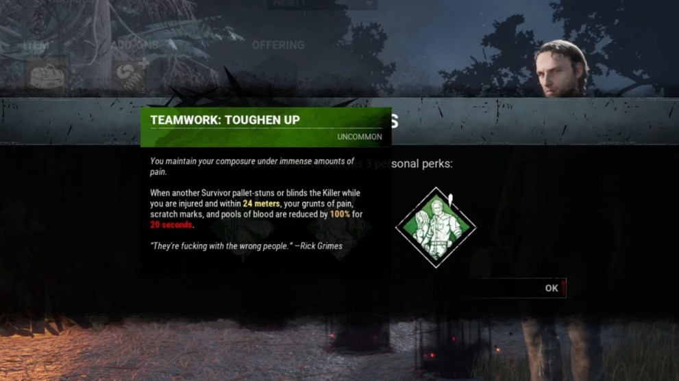 Toughen Up perk description
