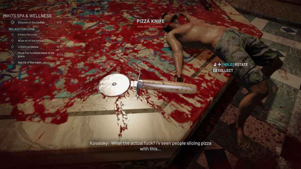 bloody scene with a pizza cutter